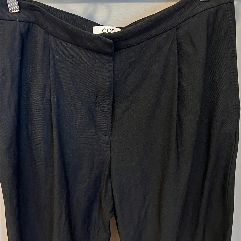 COS Wide Leg‎ Cropped Relaxed Pleated Linen Blend Pants Size 10